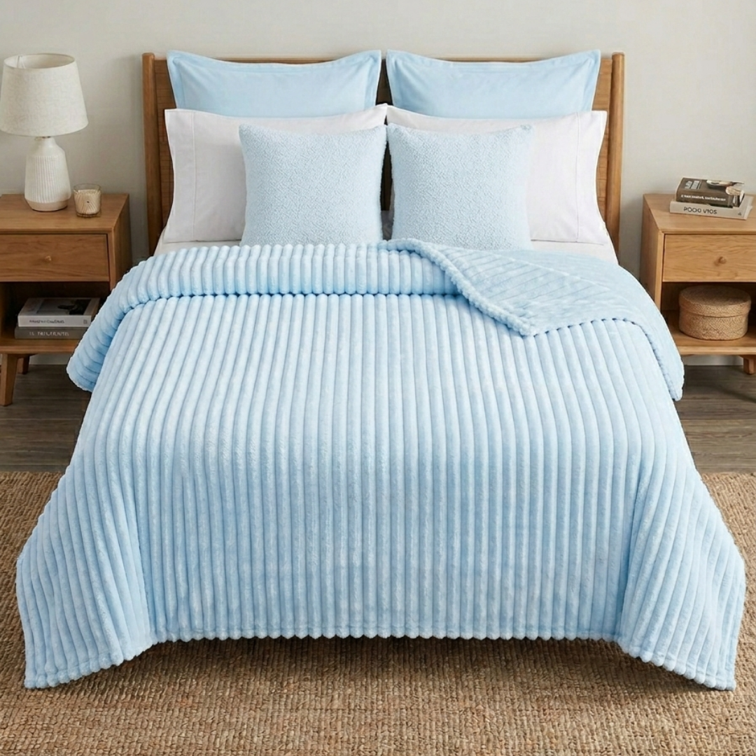 Manta Mallow Premium Azul Bebe